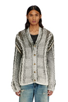 Diesel Treated cable-knit cardigan - Knitwear Mens in Multicolor