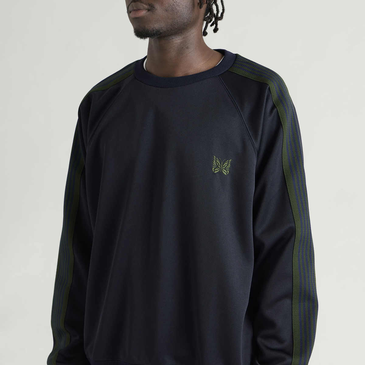 Needles Men's Poly Smooth Crew Neck Sweatshirt in Navy