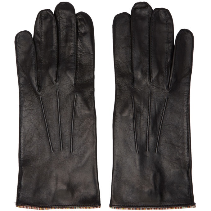 Photo: Paul Smith Black Lambskin Striped Pipping Gloves