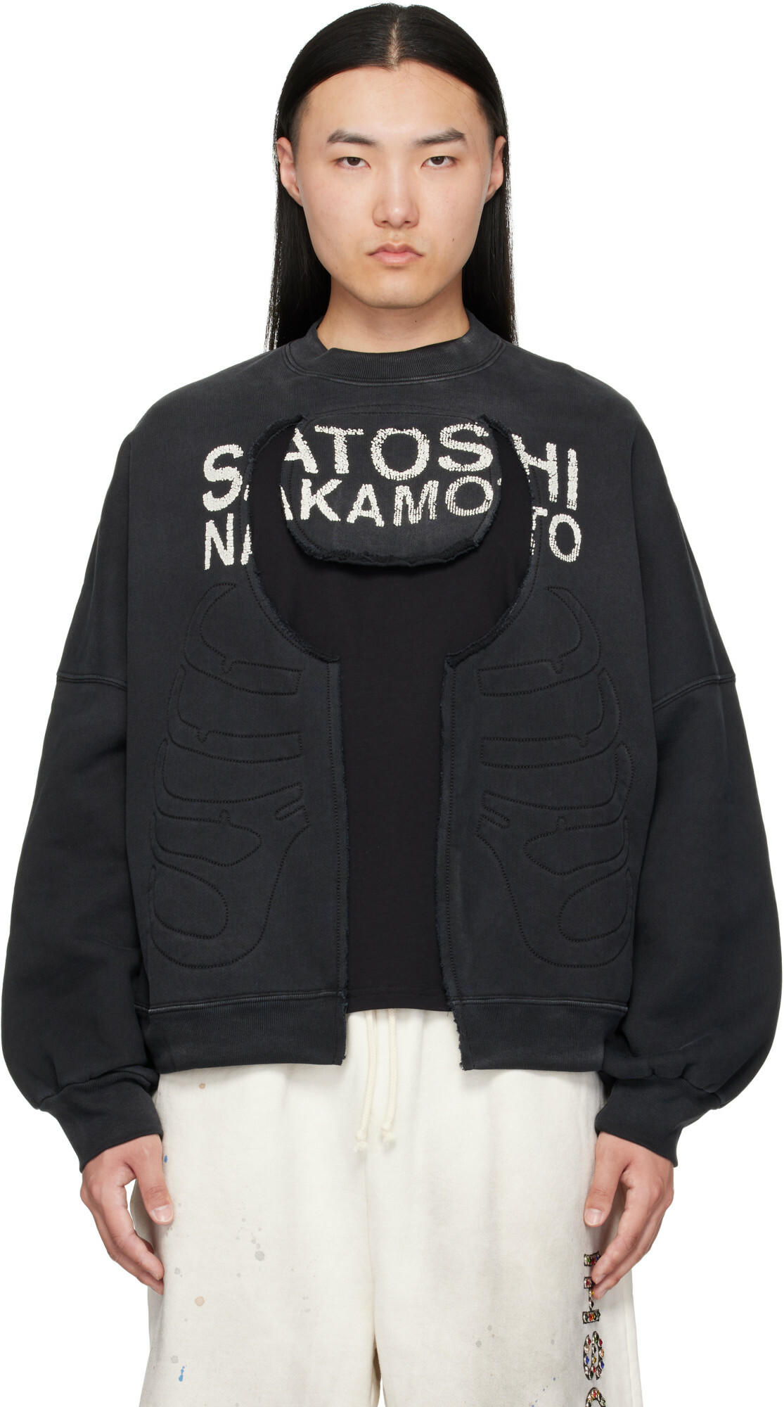 Satoshi Nakamoto Black Bone Crewneck Sweatshirt