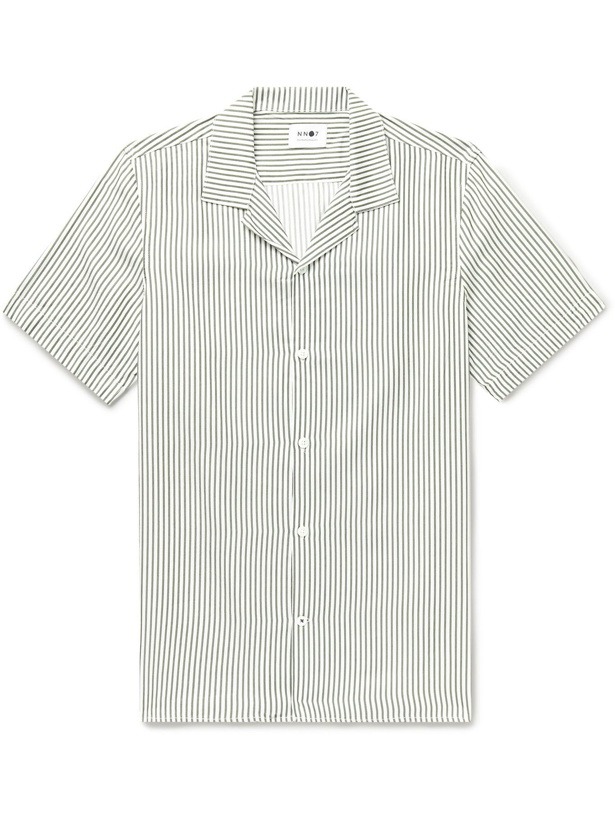 Photo: NN07 - Miyagi Camp-Collar Striped TENCEL Shirt - Green