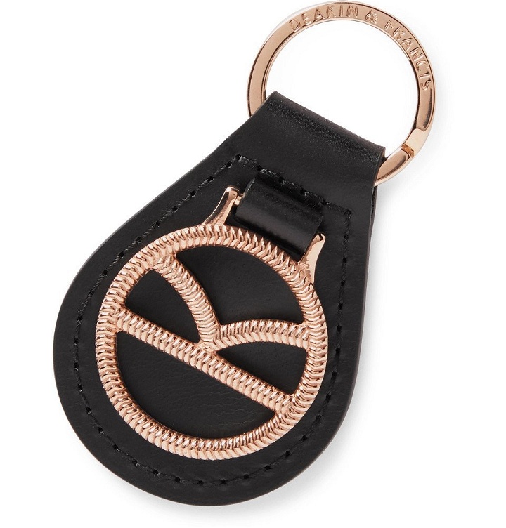 Photo: Kingsman - Deakin & Francis Leather and Rose Gold-Plated Key Fob - Black