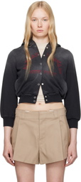 alexanderwang.t Black Shrunken Cotton Terry Cardigan
