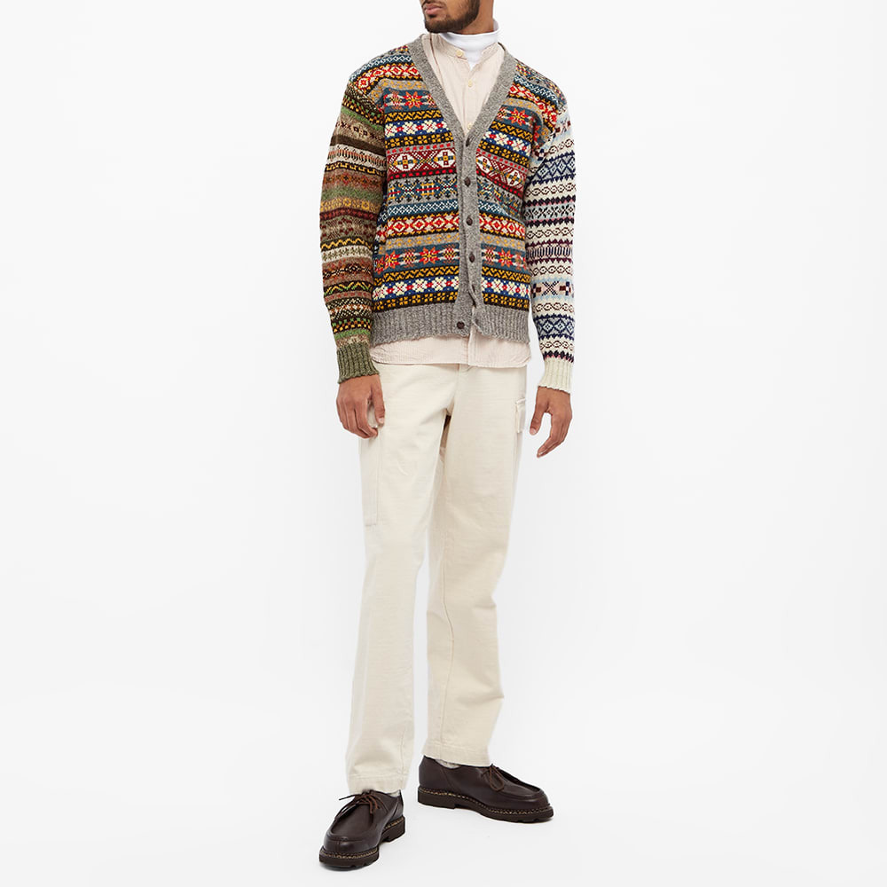 Jamieson's of Shetland Men's Crazy Fair Isle V-Neck Cardigan in Multi