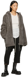 Rick Owens Reversible Black & Grey Shearling Peter Jacket