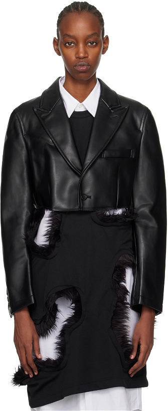 Photo: Comme des Garçons Homme Plus Black Padded Faux-Leather Jacket