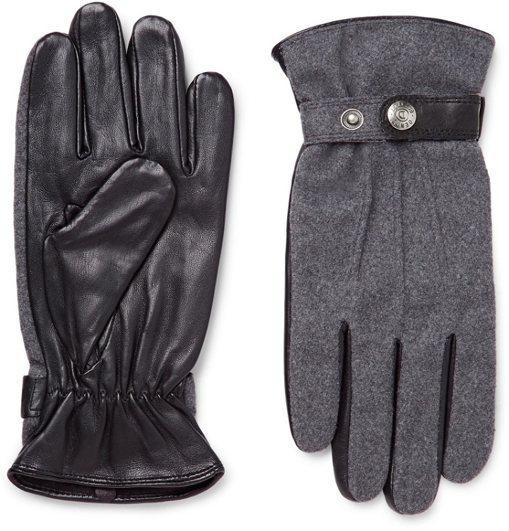 Photo: Dents - Flannel and Leather Gloves - Gray