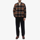 Universal Works Men's Check Wool Fleece Cardigan in Brown