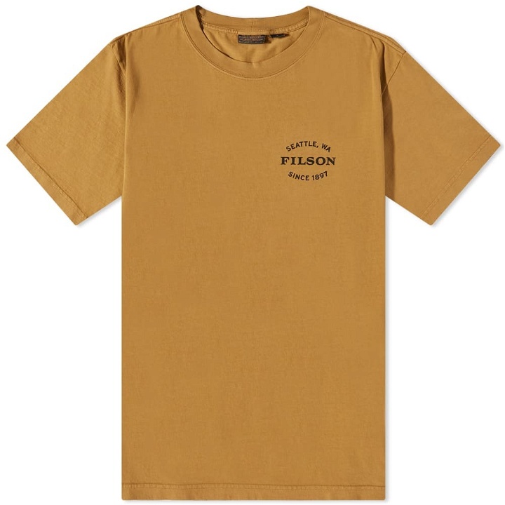 Photo: Filson Men's Small Logo Pioneer T-Shirt in Gold Ochre