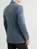 Kingsman - Slim-Fit Shawl-Collar Cotton and Linen-Blend Velvet Tuxedo Jacket - Blue
