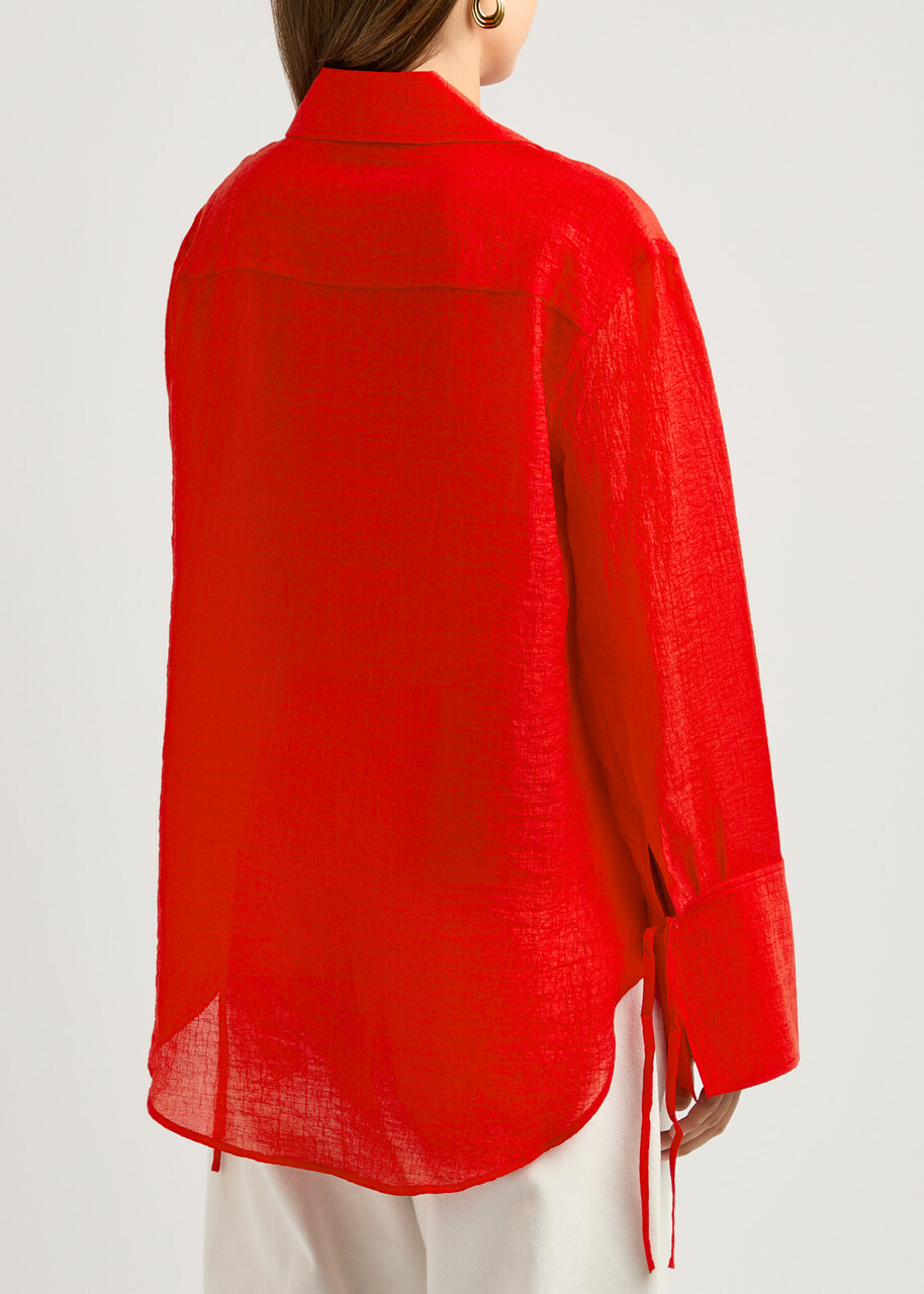 Rejina Pyo Saskia Crinkled tie Shirt Red Rejina Pyo