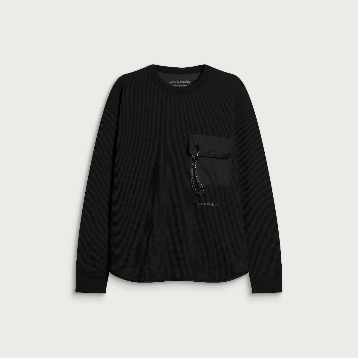 And Wander Men's Longsleeve Waffle T-Shirt in Black