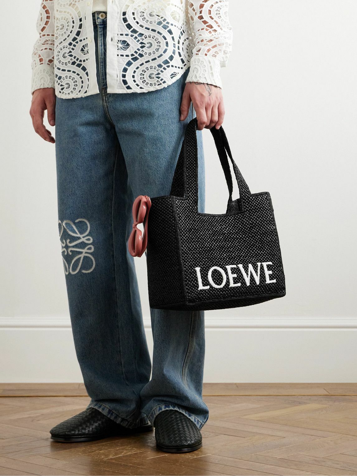LOEWE - Medium Logo-Embroidered Raffia Tote Bag Loewe