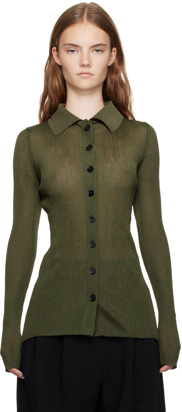 Recto Green Both Sides Opening Cardigan