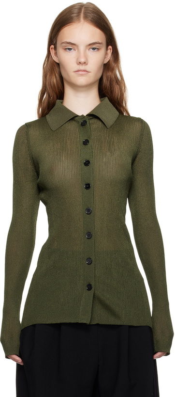Photo: Recto Green Both Sides Opening Cardigan
