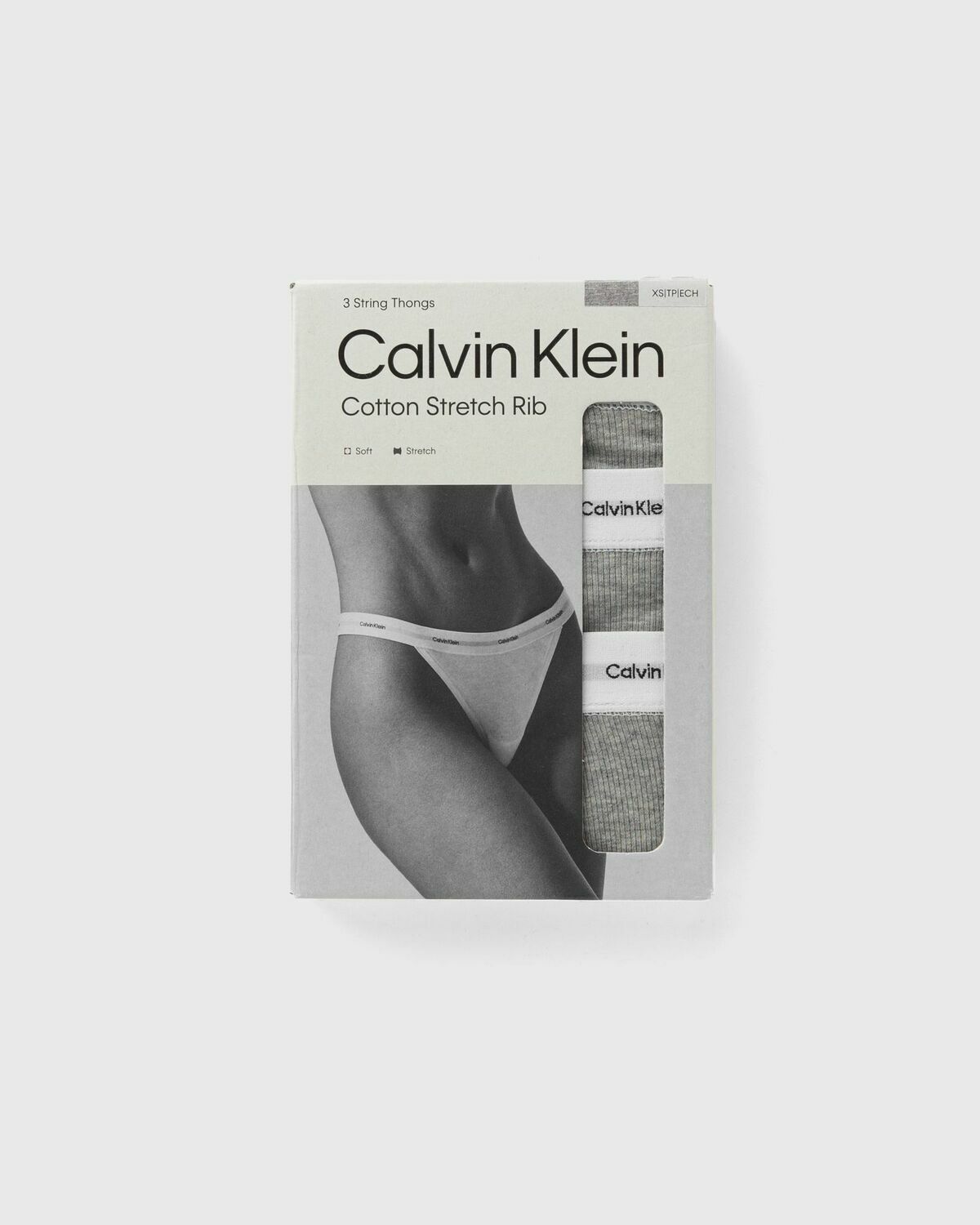 Calvin Klein Underwear COTTON STRETCH RIB (MPP) STRING THONG 3-PACK Grey Womens Panty