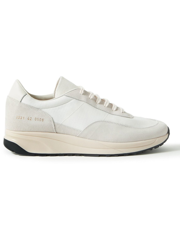 Photo: Common Projects - Track 80 Leather-Trimmed Suede and Ripstop Sneakers - White