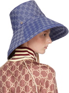 Gucci Blue GG Wide Brim Beach Hat