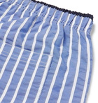 NN07 - Mid-Length Striped Cotton-Blend Seersucker Swim Shorts - Blue