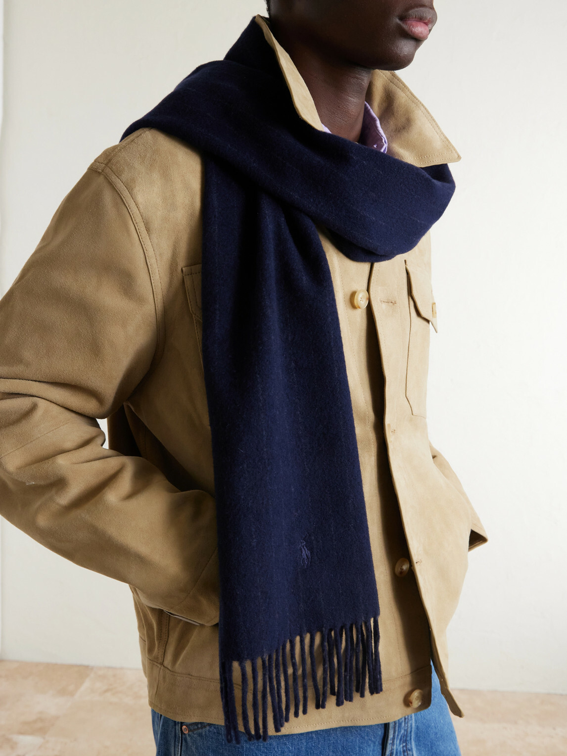 Polo Ralph Lauren - Fringed Logo-Embroidered Recycled Cashmere and Wool-Blend Scarf