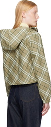 Burberry Green Cropped Check Reversible Hoodie