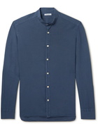 Boglioli - Grandad-Collar Cotton-Seersucker Shirt - Blue