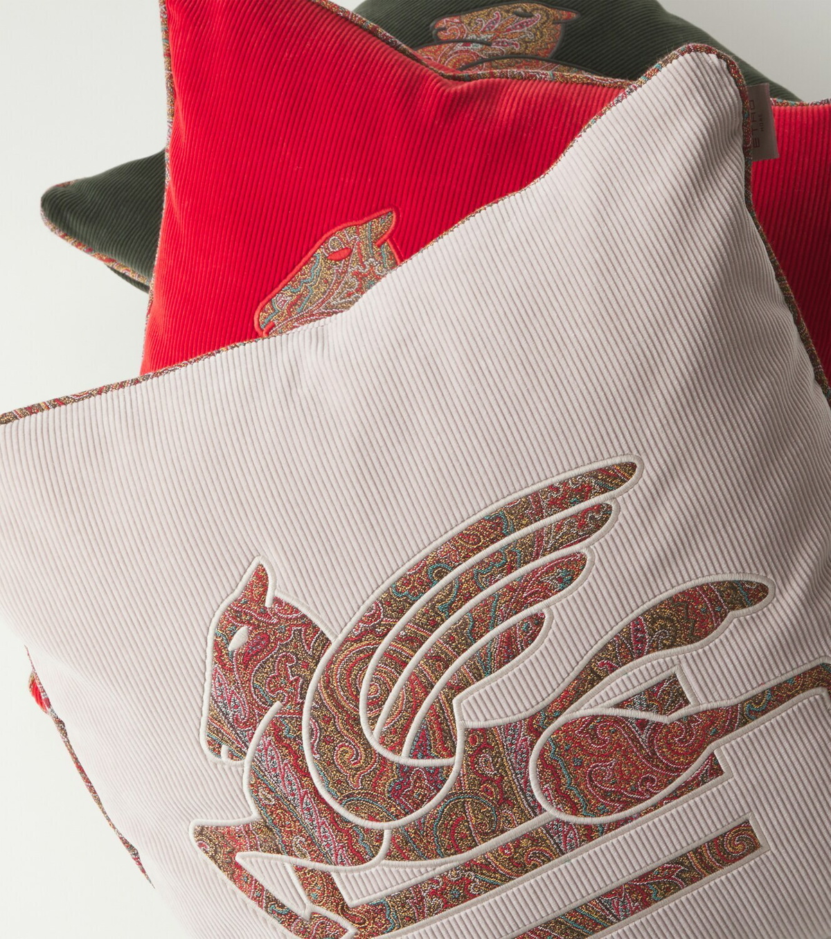 Etro Pegaso embroidered cotton velvet cushion