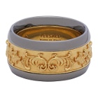 Versace Gold and Gunmetal Brocade Ring