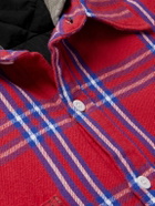SAINT Mxxxxxx - Jersey-Trimmed Padded Checked Cotton-Flannel Hooded Overshirt - Red