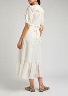 Rixo Edina Lace and Cotton Midi Dress White