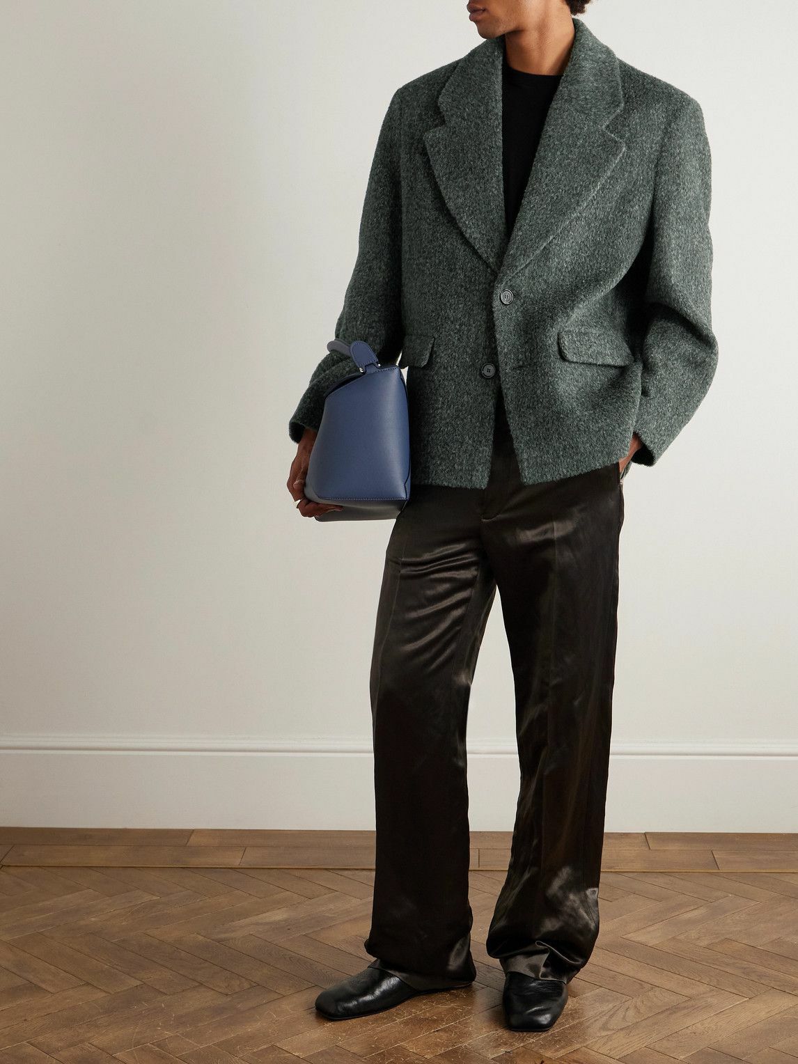 Séfr - Argento Brushed-Knit Blazer - Black