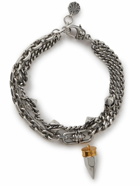 Alexander McQueen - Burnished Silver and Gold-Tone Pendant Bracelet - Silver