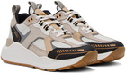 Burberry White & Taupe Embossed Sneakers