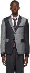Thom Browne Grey Wool Pinstripe Fun Mix Classic Sport Coat Blazer