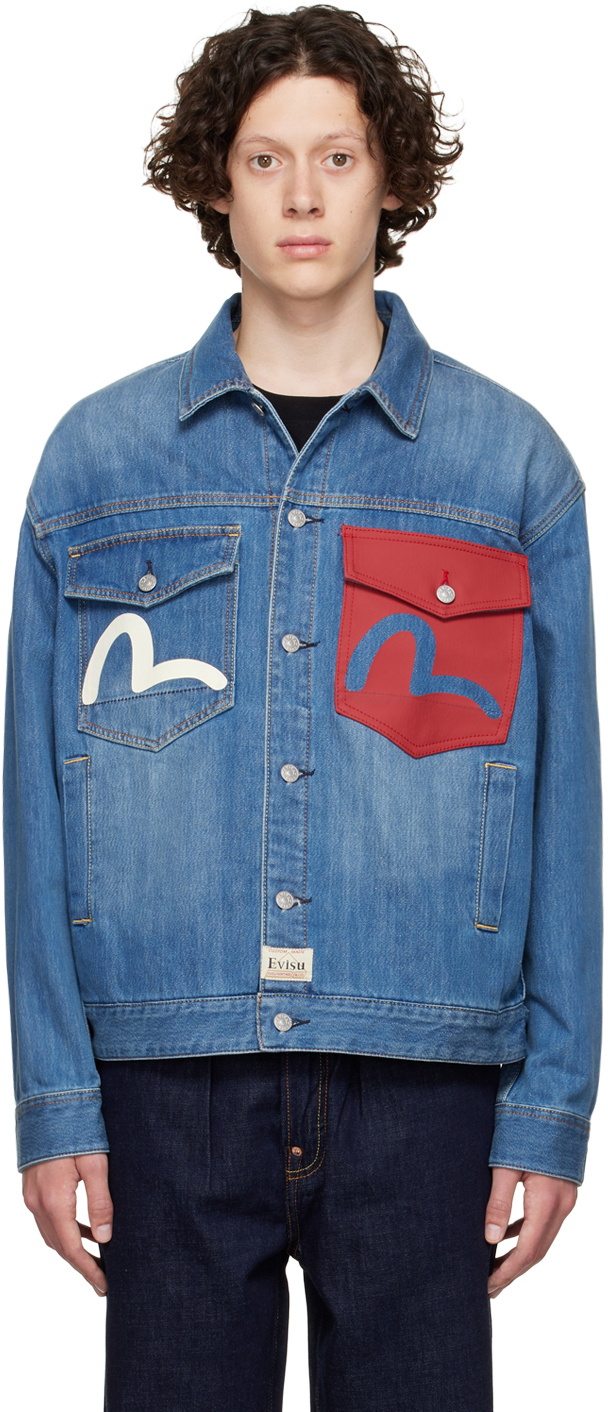 Evisu Blue Fortune Cat Denim Jacket Evisu