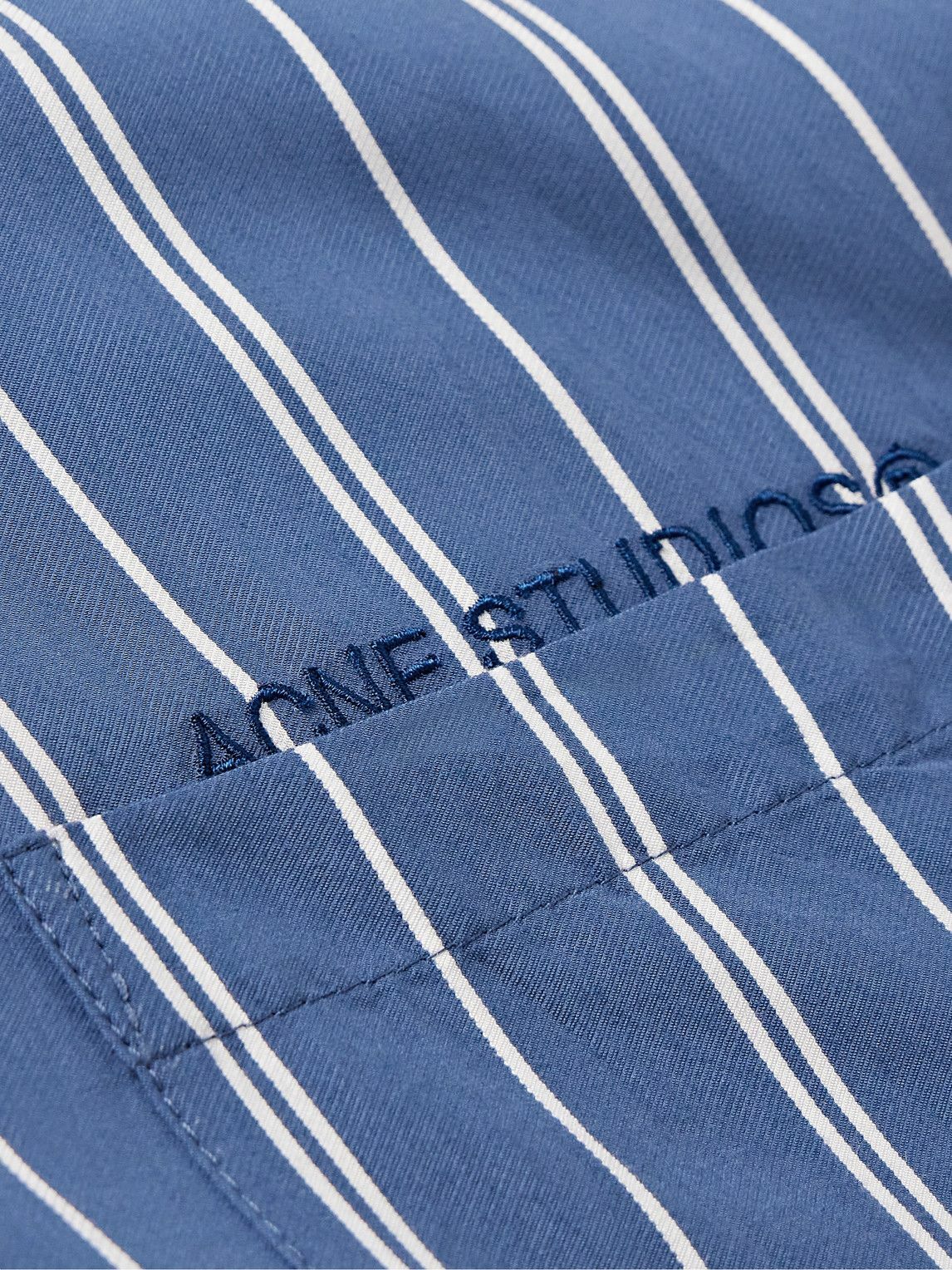 Acne Studios - Setiter Logo-Embroidered Pinstriped Woven Shirt - Blue