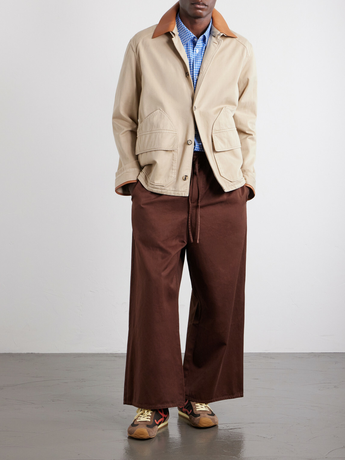 LOEWE - Paula's Ibiza Leather-Trimmed Cotton-Twill Blouson Jacket - Neutrals