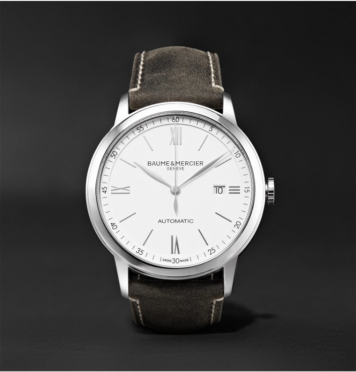 Photo: Baume & Mercier - Classima Automatic 42mm Stainless Steel and Leather Watch - White