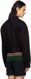 Dries Van Noten Black Button Tab Denim Jacket