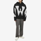 JW Anderson Men's Gothic Logo Chunky Hoody in Black/Off White