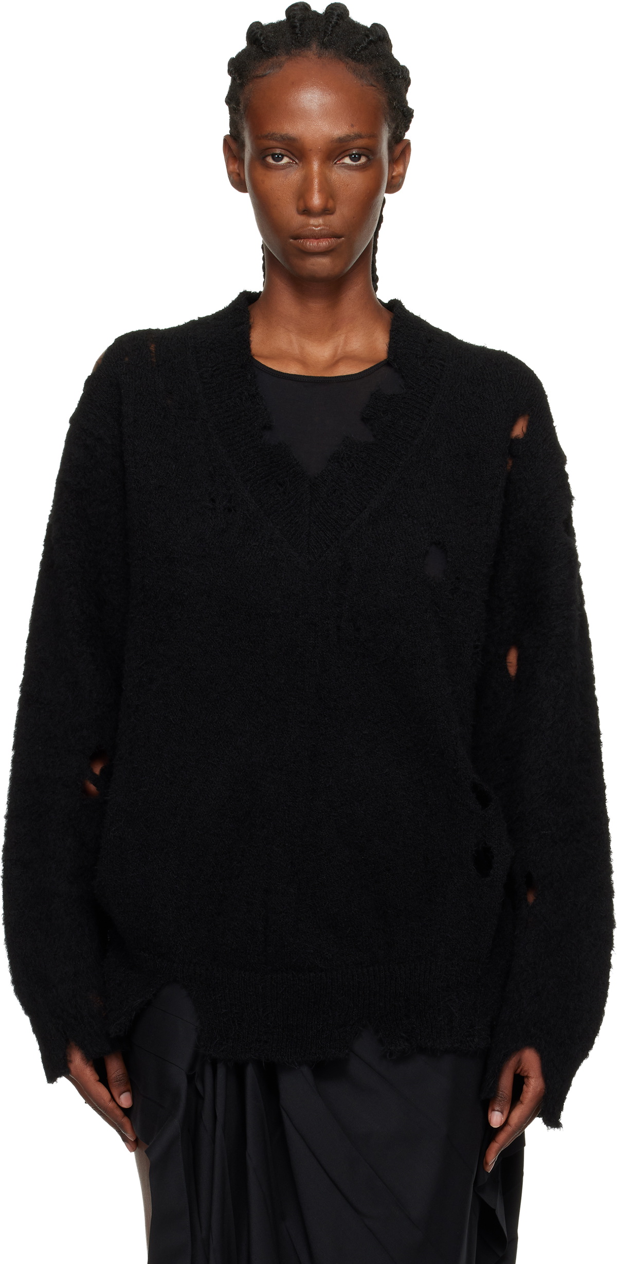 Junya Watanabe Black Hand-Knit Mohair Sweater Junya Watanabe