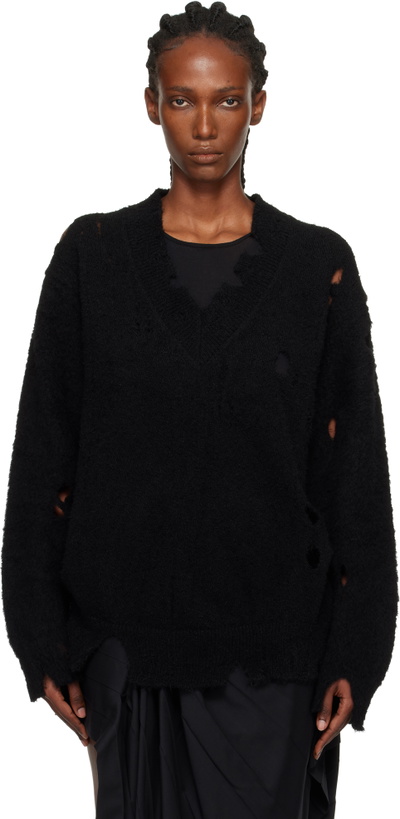 Photo: Junya Watanabe Black Patchwork V-Neck Sweater
