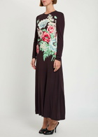 Tory Burch Floral-print Jersey-mesh Midi Dress Brown