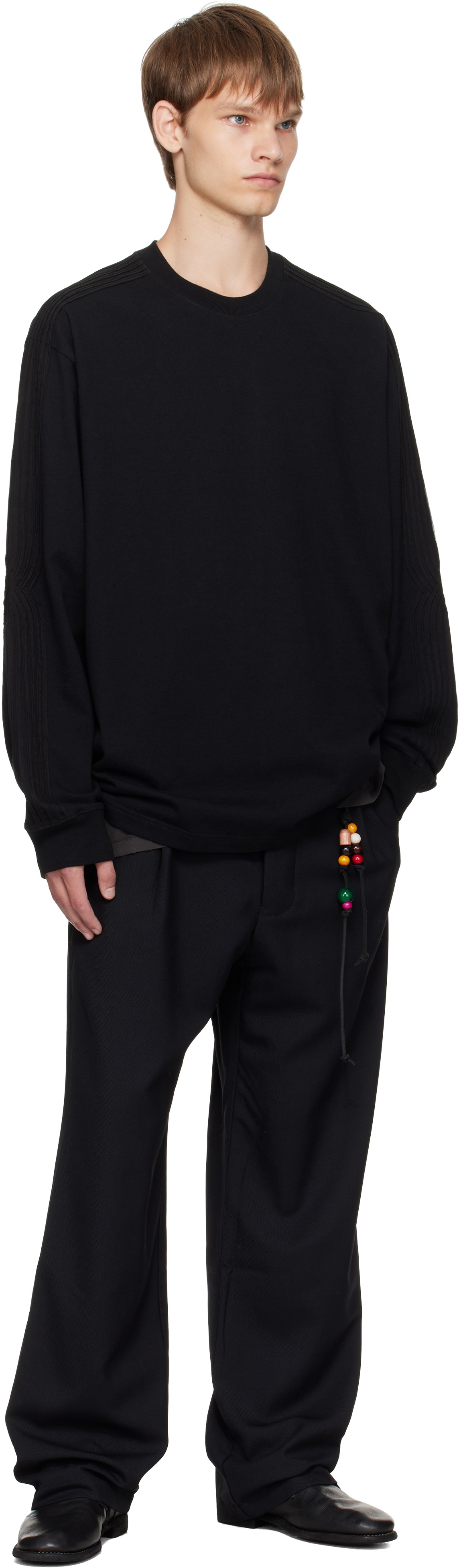 Song for the Mute Black Appliqué Oversized Crew Neck Sweatshirt