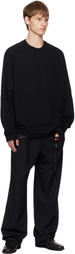 Song for the Mute Black Appliqué Oversized Crew Neck Sweatshirt
