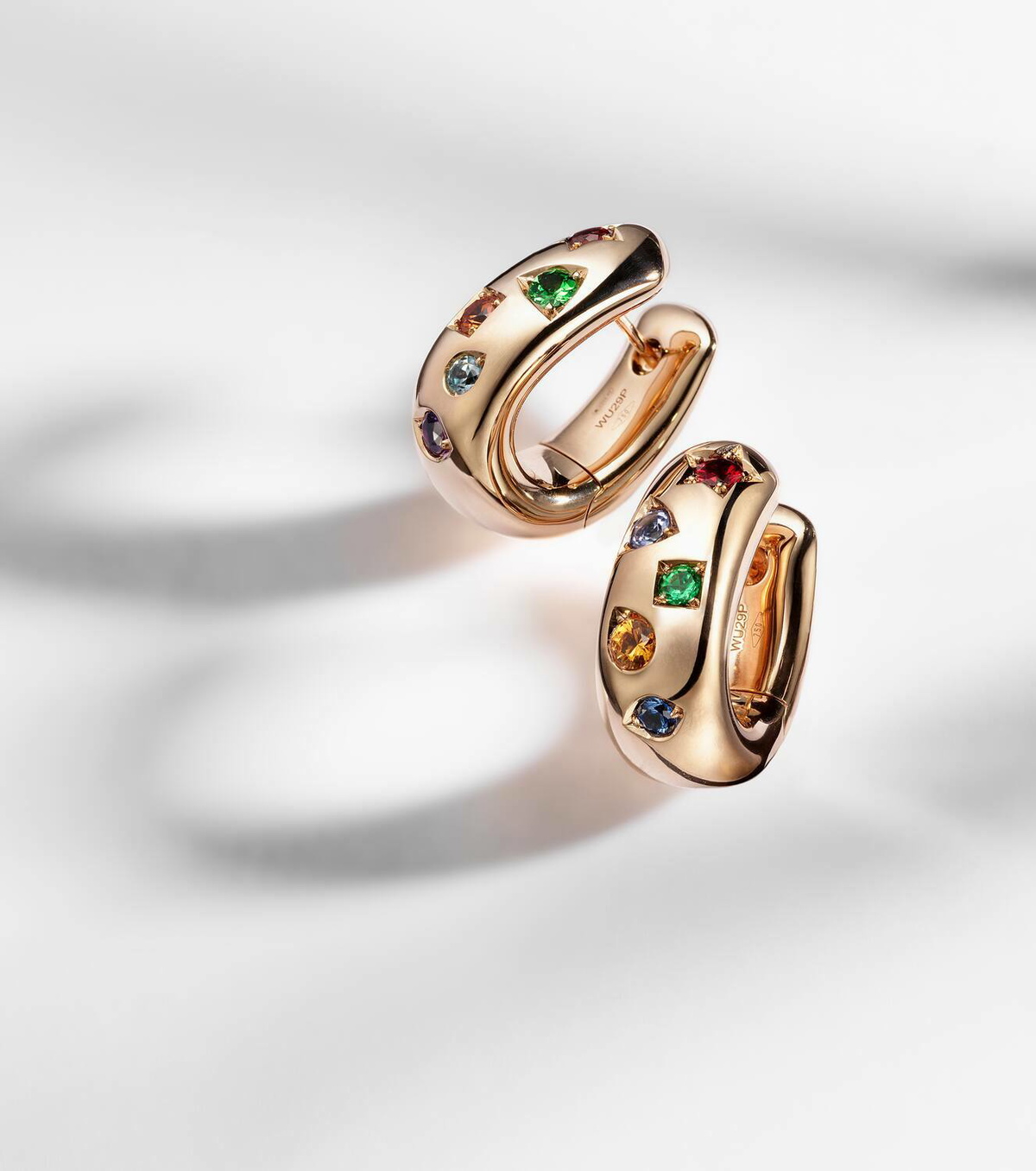 Pomellato Iconica 18k rose gold hoop earrings with gemstones