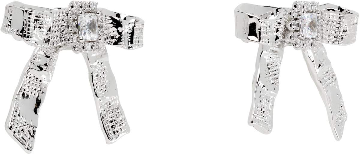 SHUSHU/TONG YVMIN Edition Twisted Rope Bow Faux-Pearl Earrings