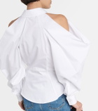 Alexander McQueen Draped cotton poplin shirt