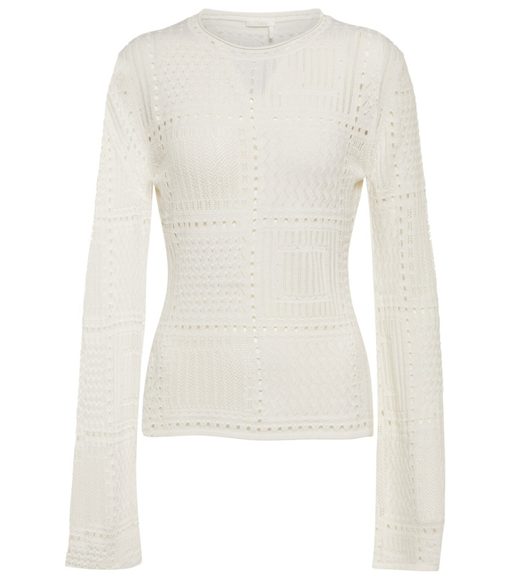 Photo: Chloe - Pointelle wool, cashmere and silk sweater