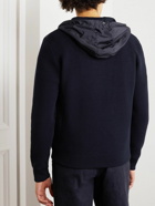 Herno - Waffle-Knit Cotton and Shell Hooded Jacket - Blue